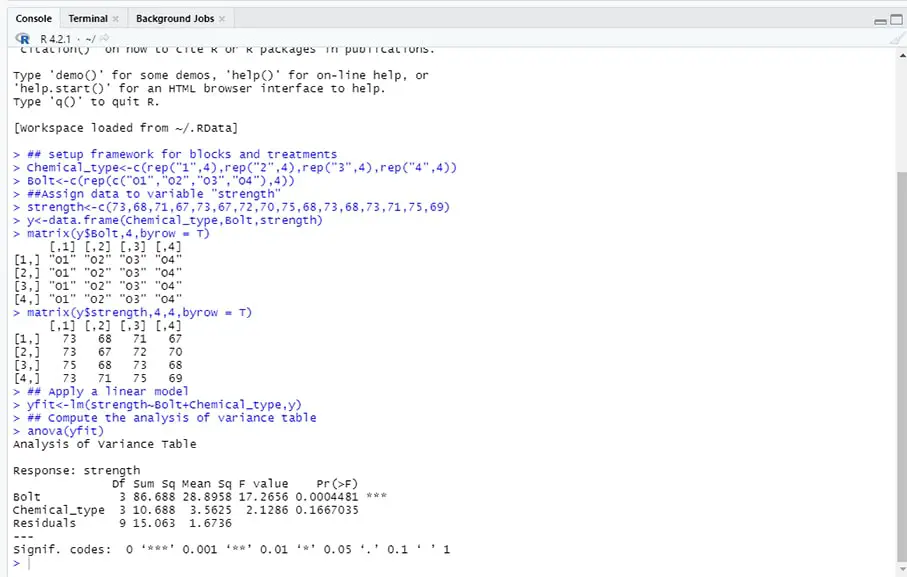 result of randomized complete block design example